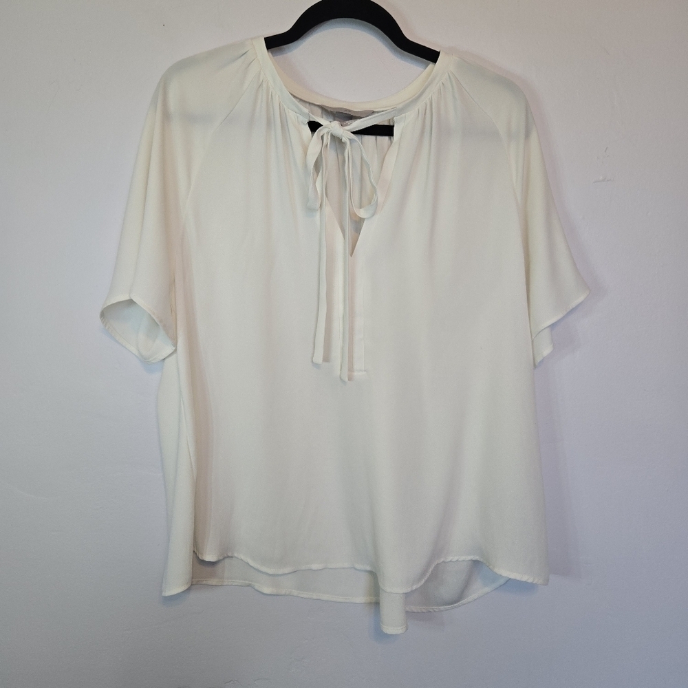 H&M Women's Medium White Tie Neck Blouse